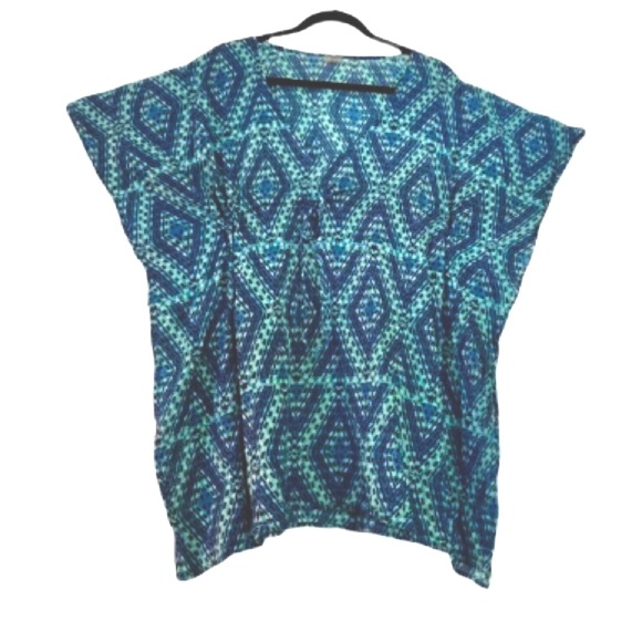 ECHO Cover up Geometric V Neck Teal Green Purple One Size Fits Most - Picture 8 of 13